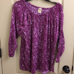 Purple and white blouse